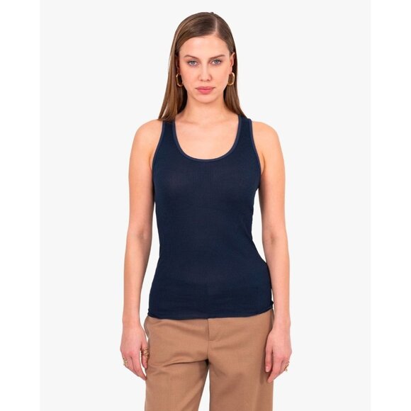 Ralph Lauren Womens Tank Top Navy Blue Knit Sleeveless Scoop Neck L Soft Soft - Picture 9 of 9